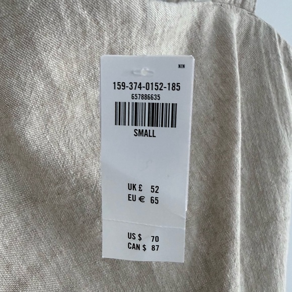 NWT Abercrombie & Fitch Linen Blend Ruched Square Neck Mini Dress Beige Size S - Picture 8 of 16